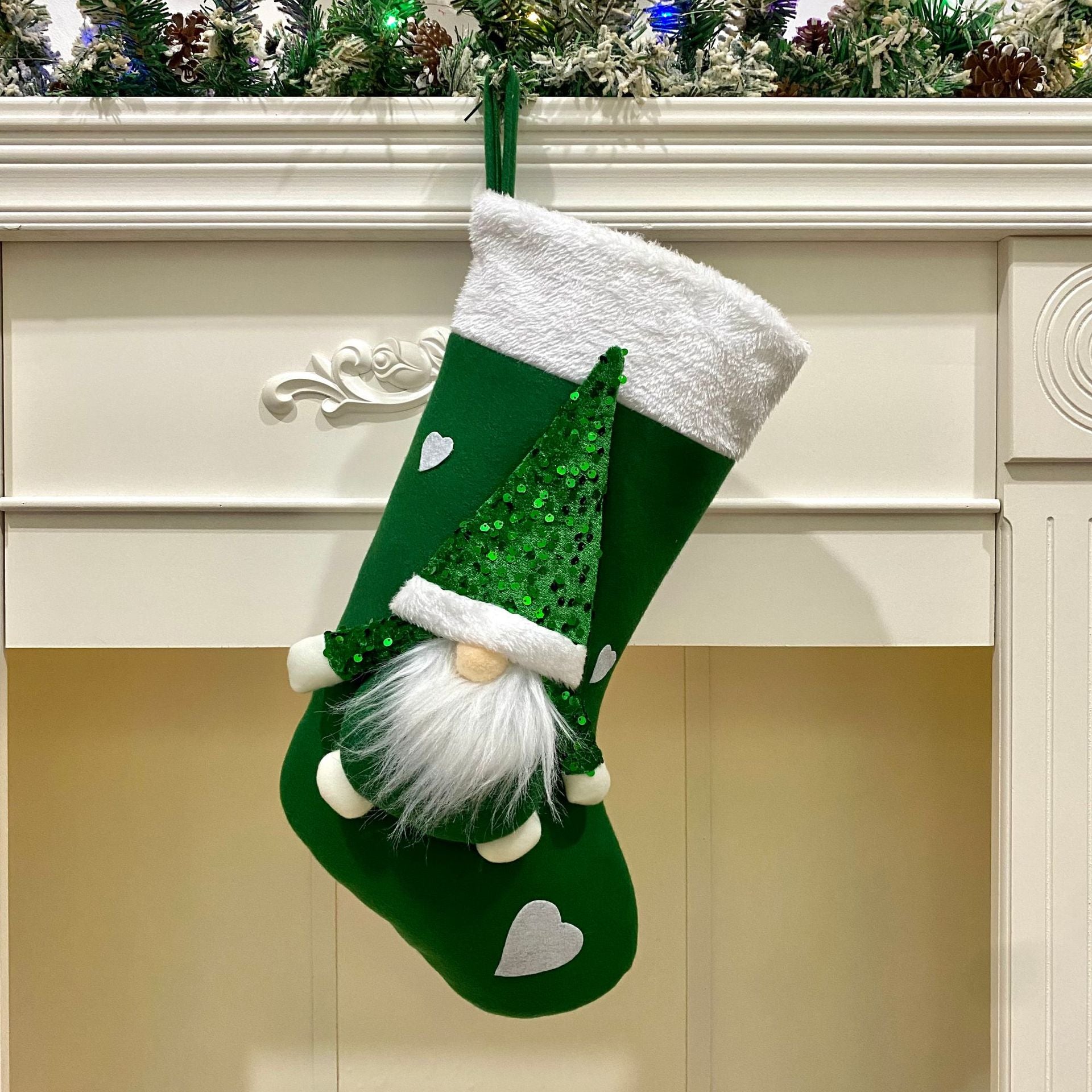 Sac cadeau de Noël gnome sans visage à sequins