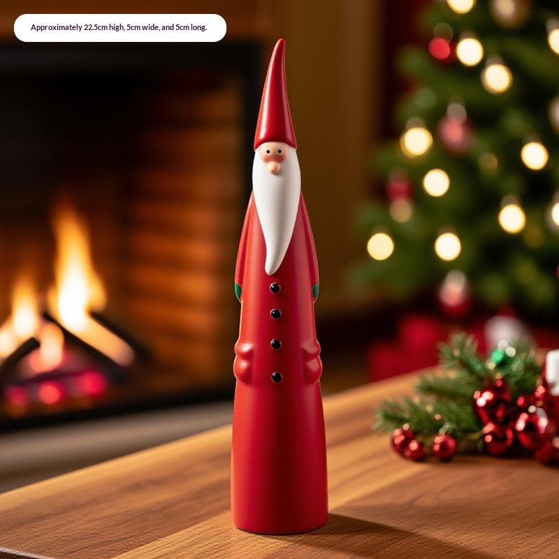 Vinyl Santa and Snowman Christmas Figurines