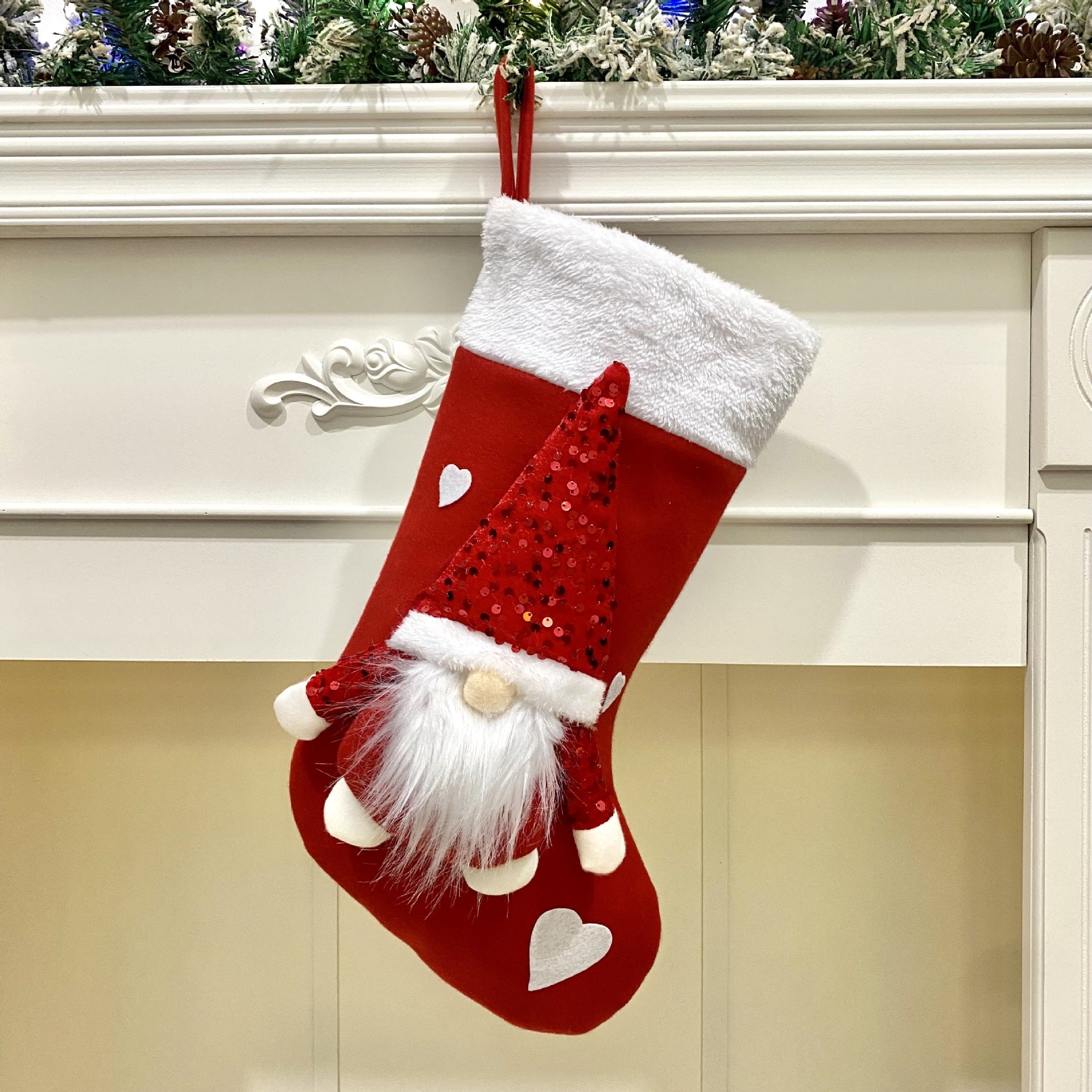 Sequin Faceless Gnome Christmas Gift Bag