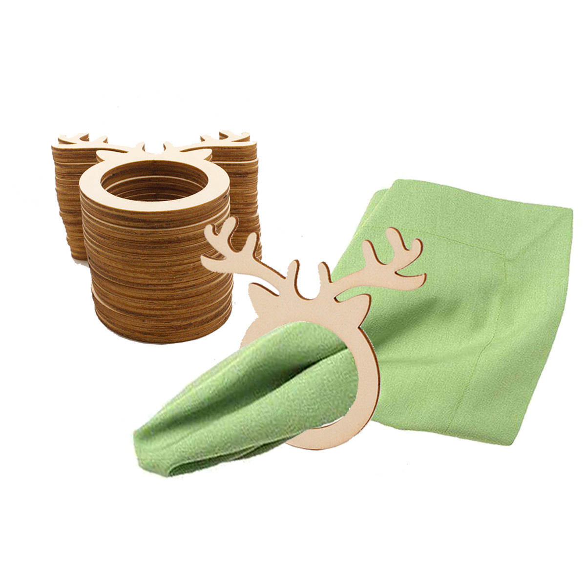 Ronds de serviette de Noël en bois motif bois de renne