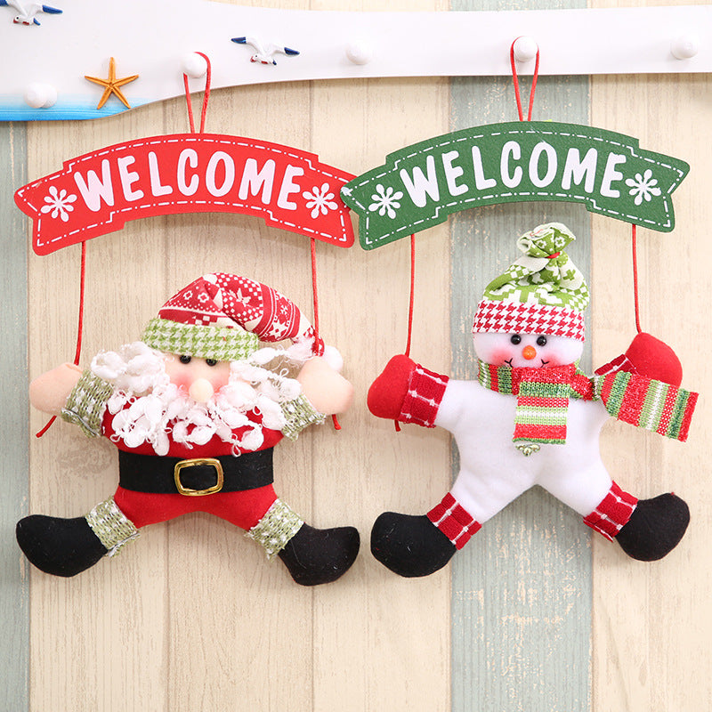 Décoration de porte de Noël en tissu