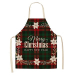 Christmas Print Linen Kitchen Apron
