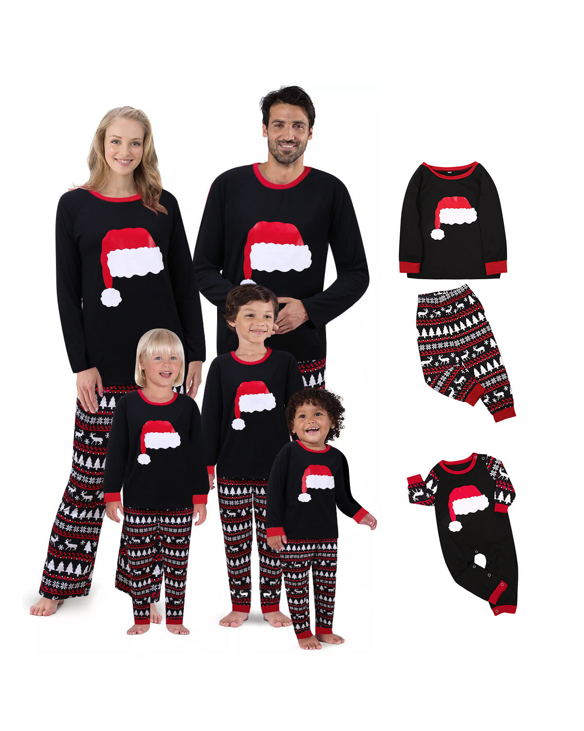 Santa Hat Matching Family Christmas Pajamas 1