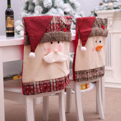 Christmas Chair Covers with Santa and Snowman