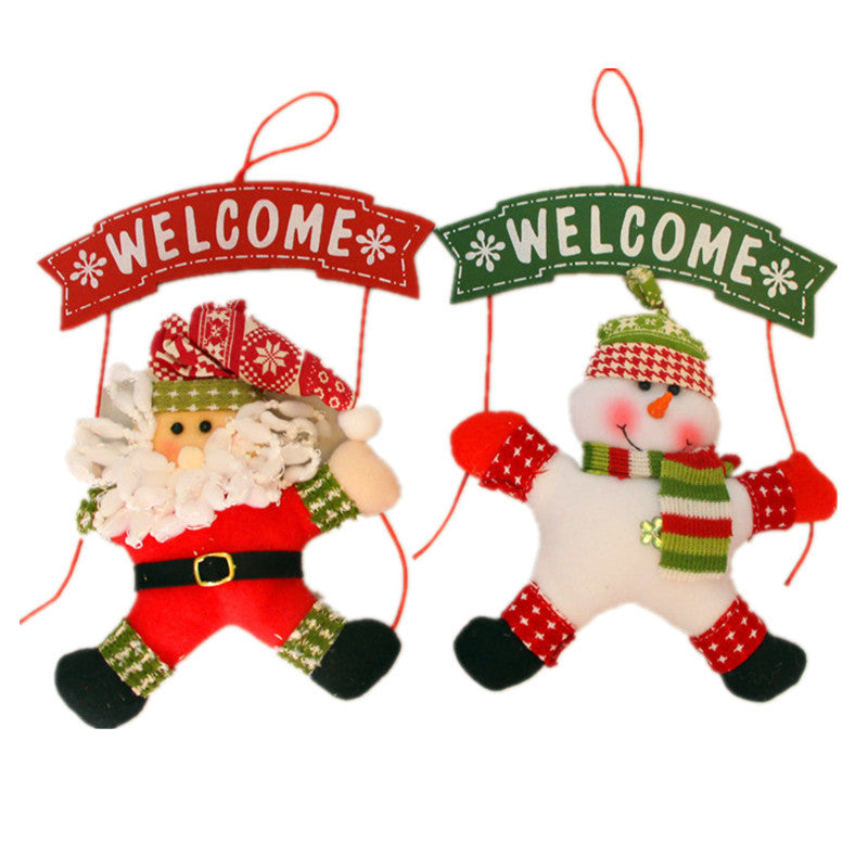 Décoration de porte de Noël en tissu
