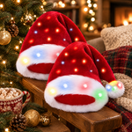 Bonnet de Père Noël lumineux en peluche pour adultes et enfants