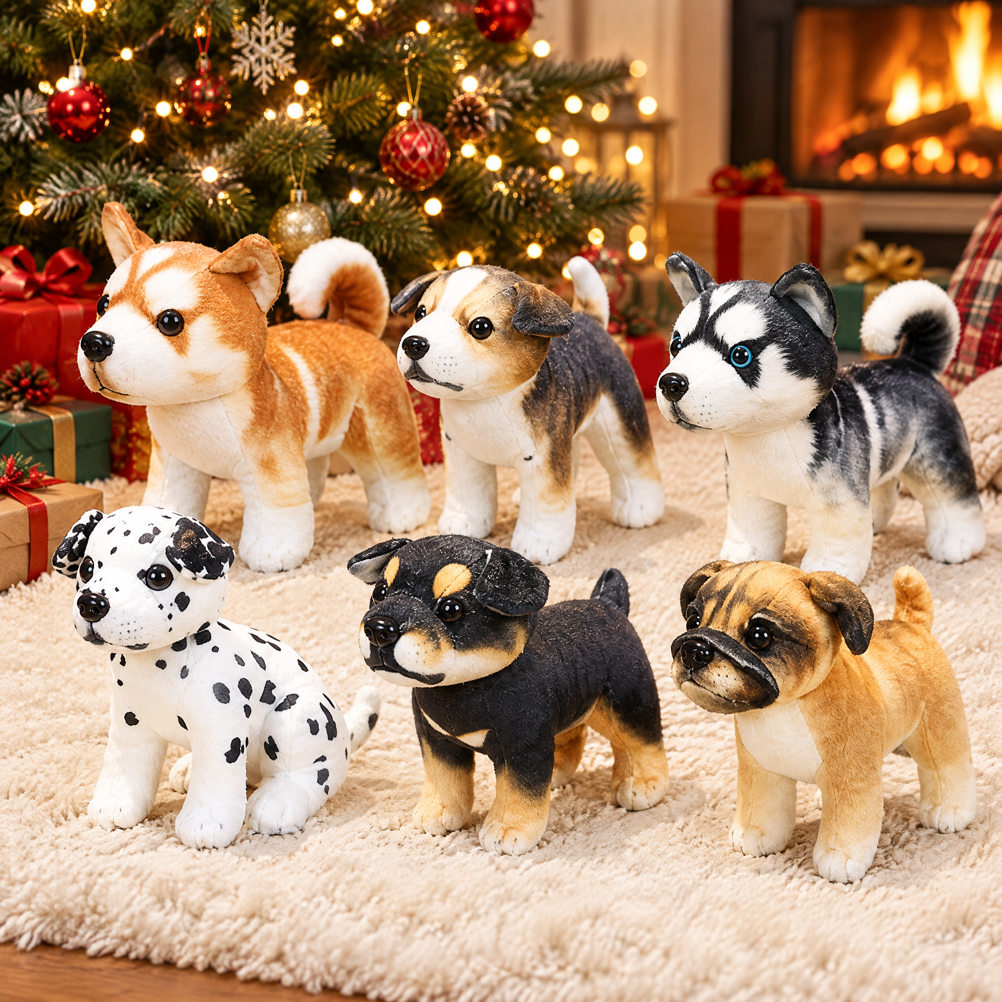 Cachorro de peluche adorable sentado o de pie