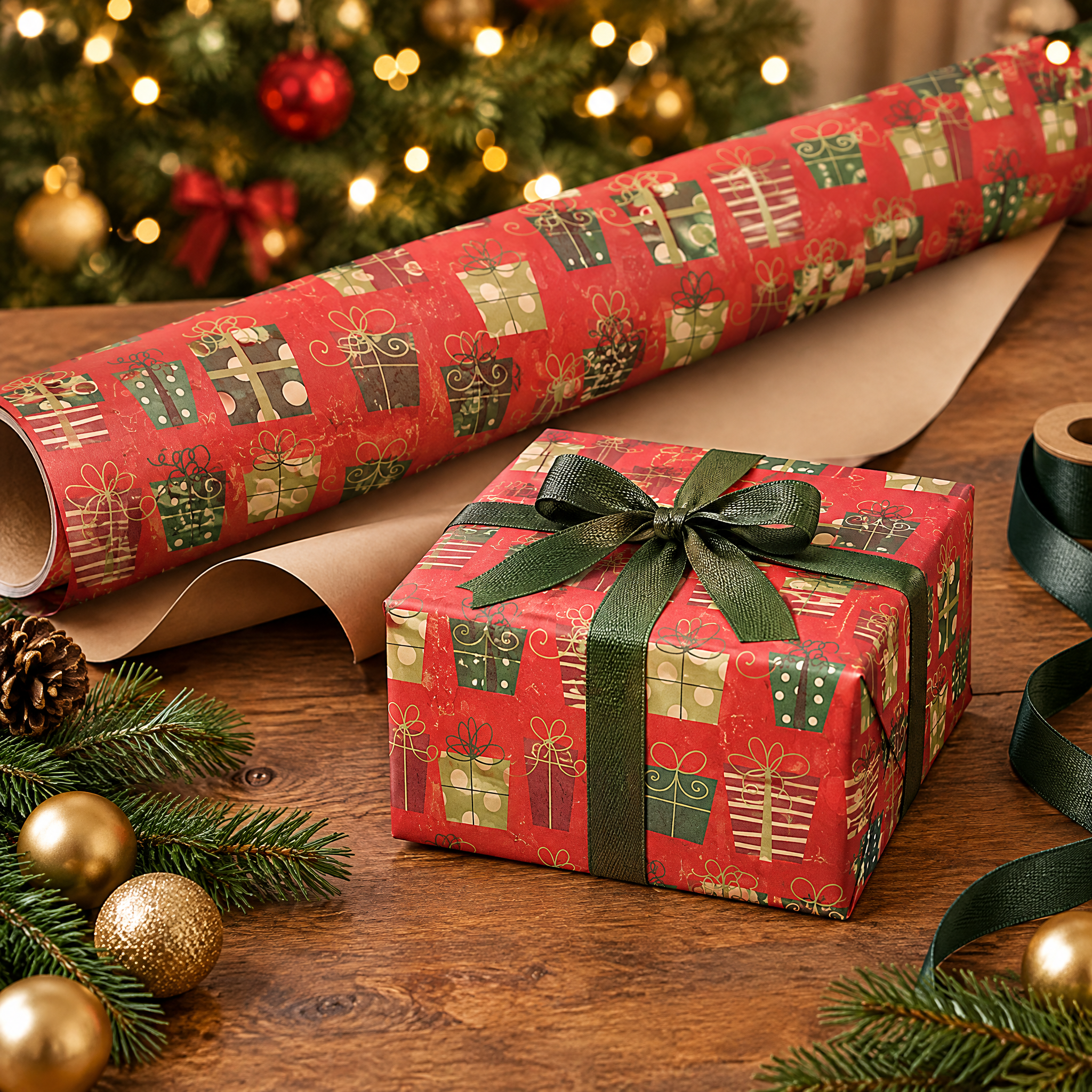 Vintage Christmas Kraft Wrapping Paper – Christmas