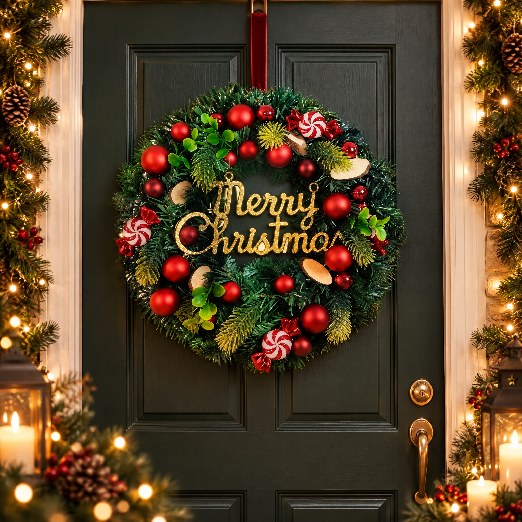 Christmas Garland with Wooden Letters, 40 cm – Christmas