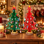 Árbol de Navidad de mesa de madera pintado a mano