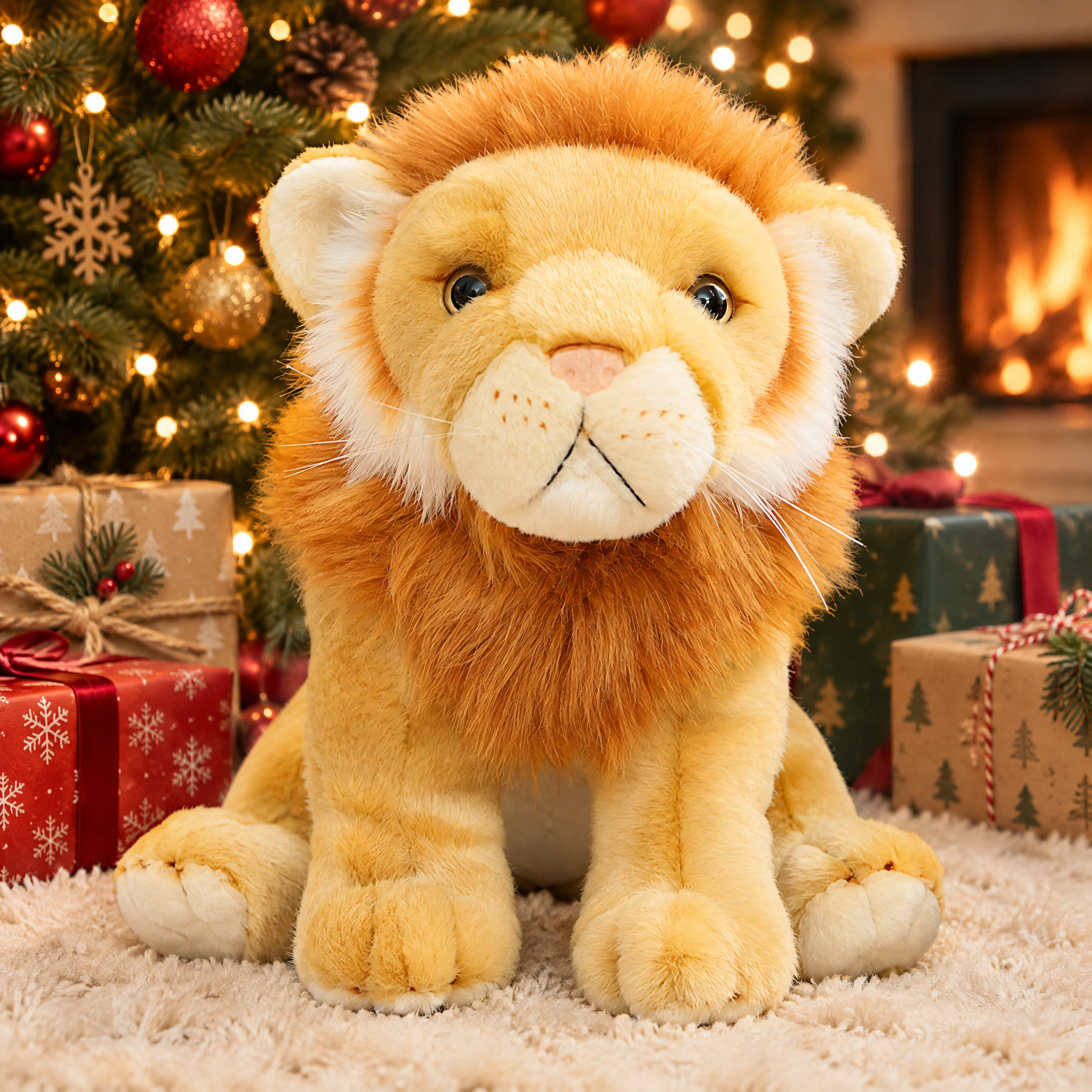 Leone di peluche realistico