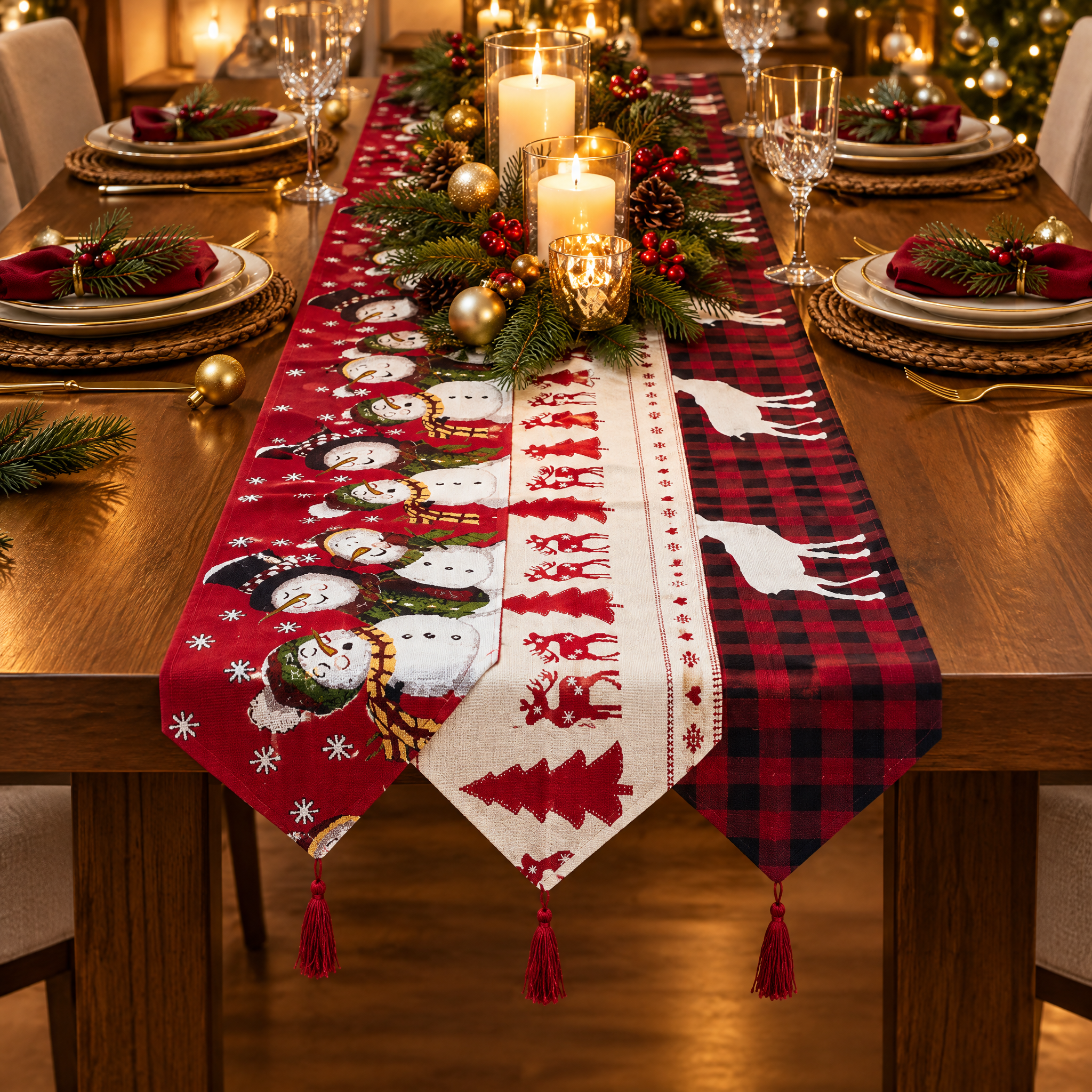 Reindeer and Snowman Christmas Table Runner – Christmas