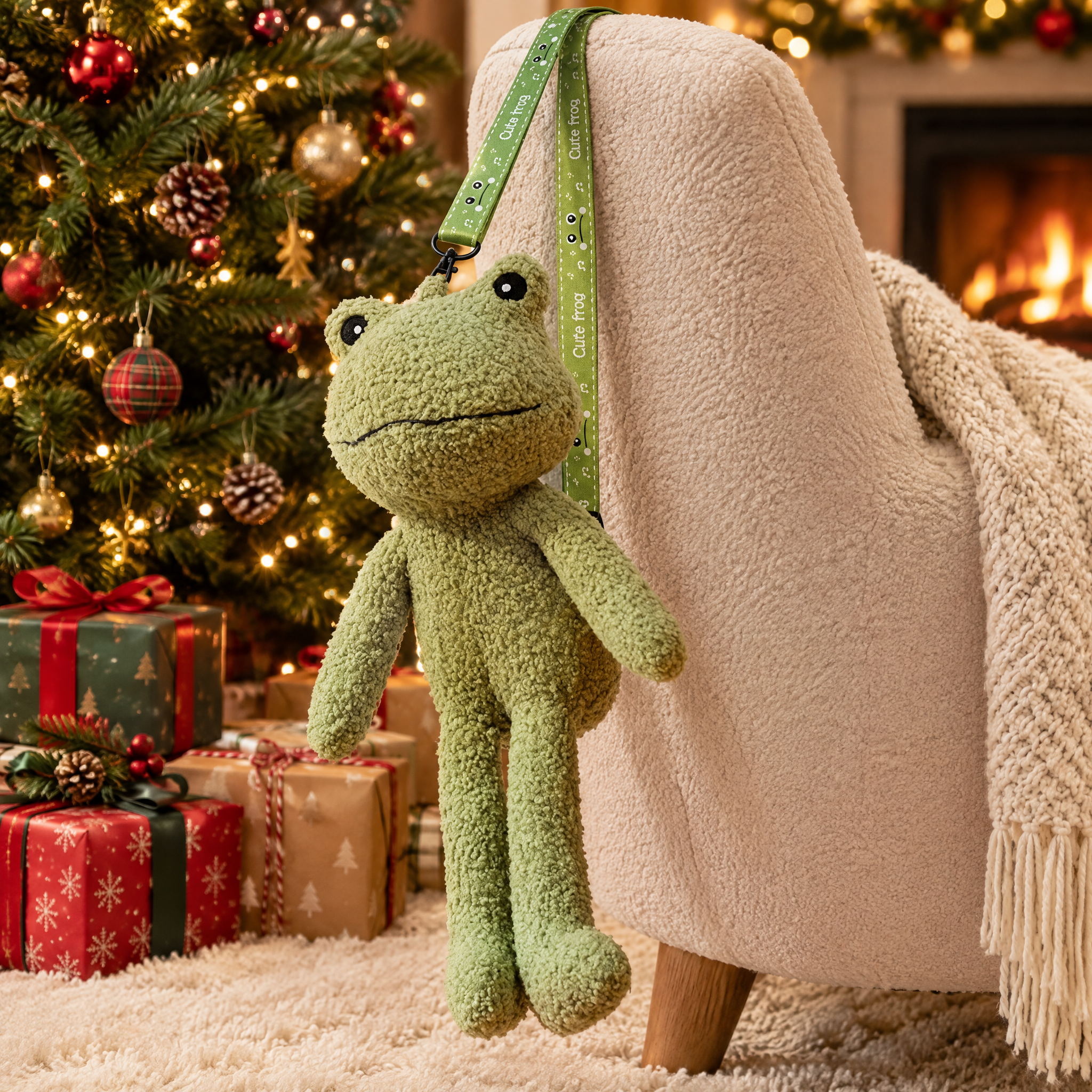 Cute Frog Plush Crossbody Bag – Christmas
