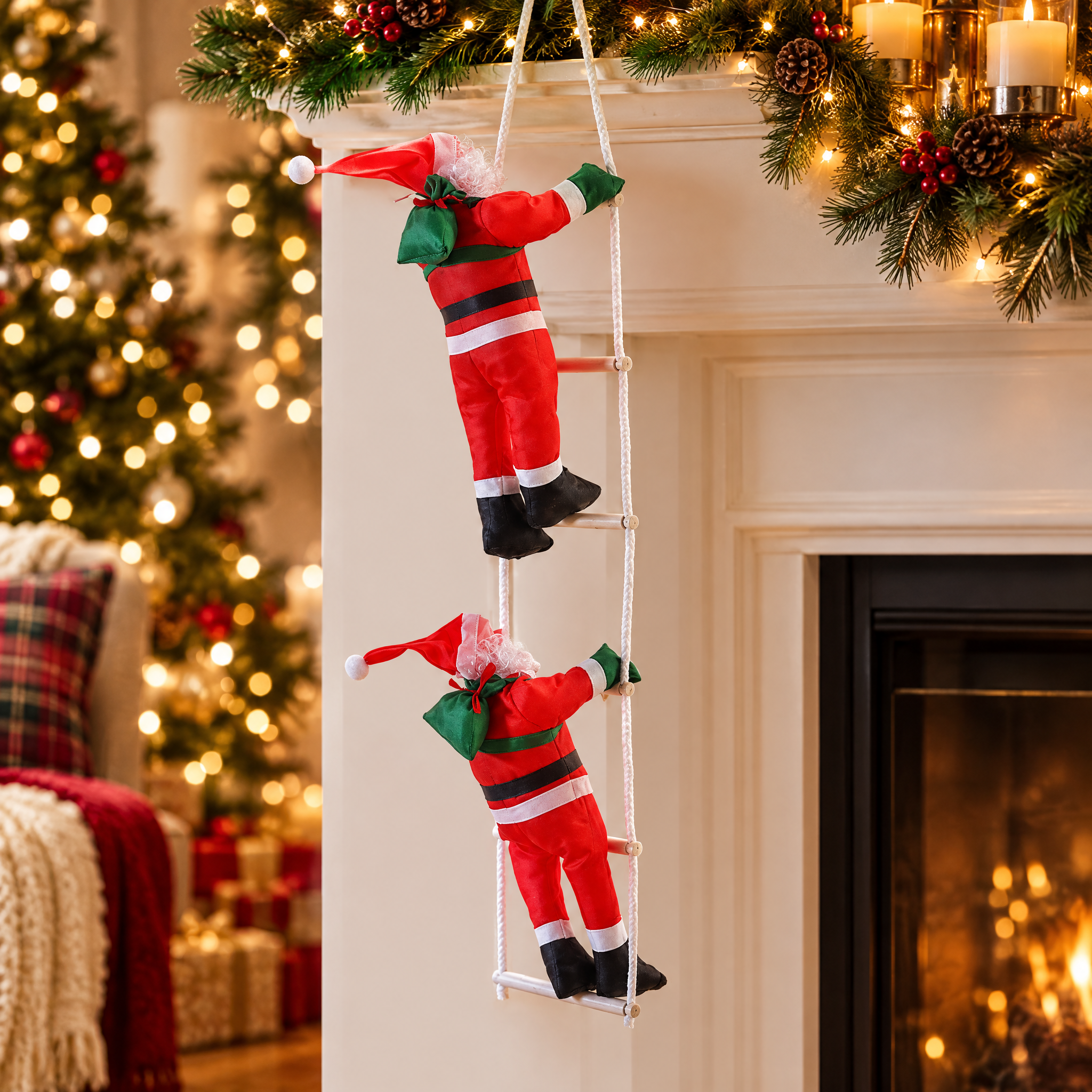 Climbing Santa on Ladder Christmas Decoration – Christmas