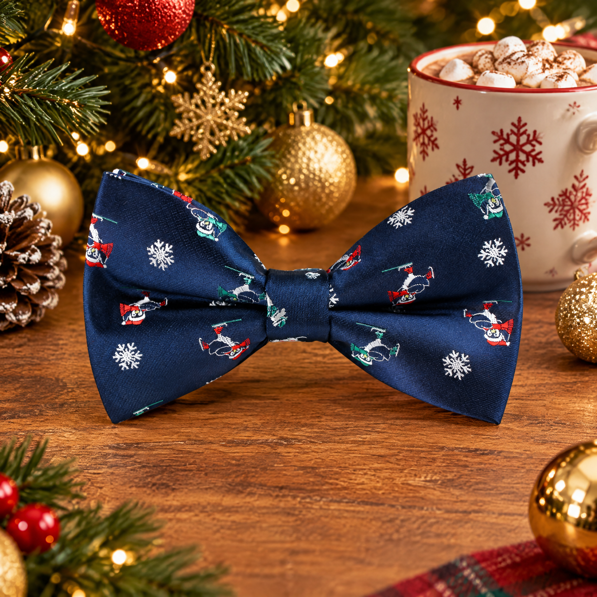 Papillon natalizio jacquard con motivi festivi