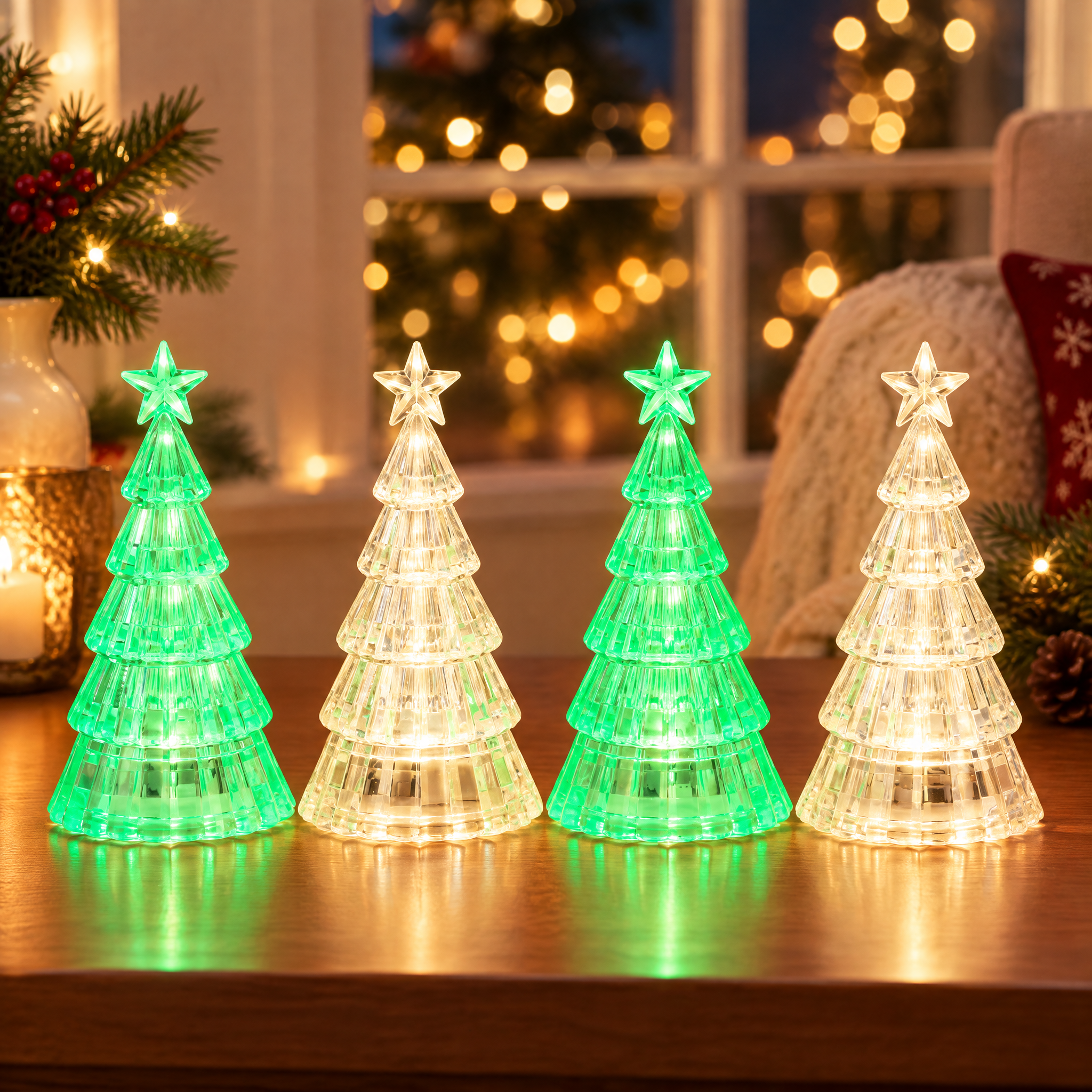 Mini albero di Natale in cristallo con luce notturna LED