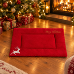 Alfombrilla navideña roja suave para mascotas