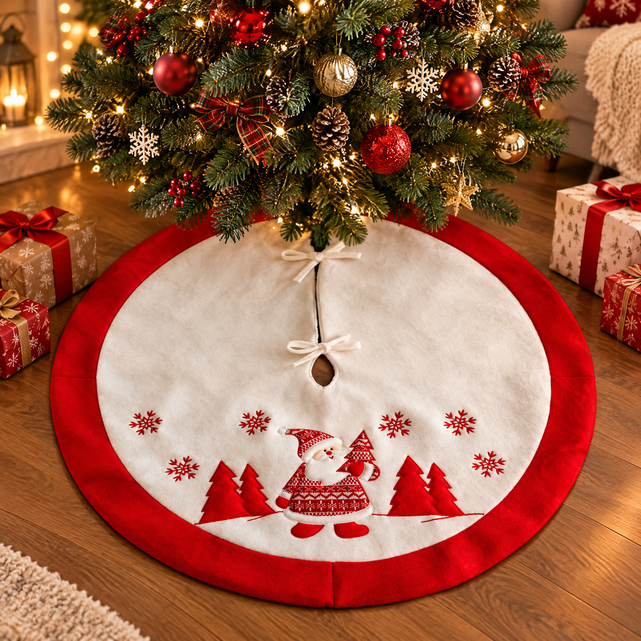 Plush Flannel Christmas Tree Skirt – Christmas
