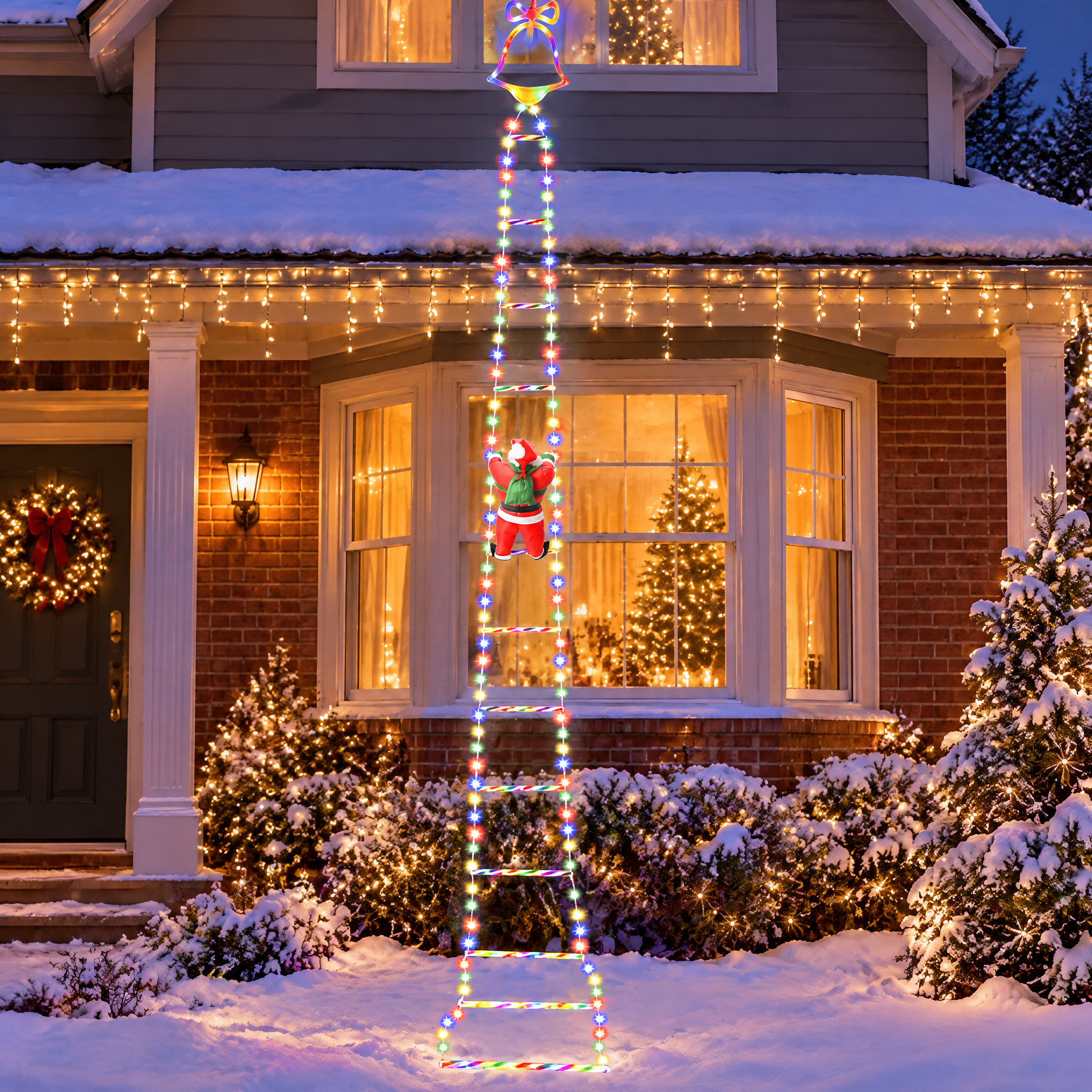 Climbing Santa Ladder LED Light Decoration – Christmas