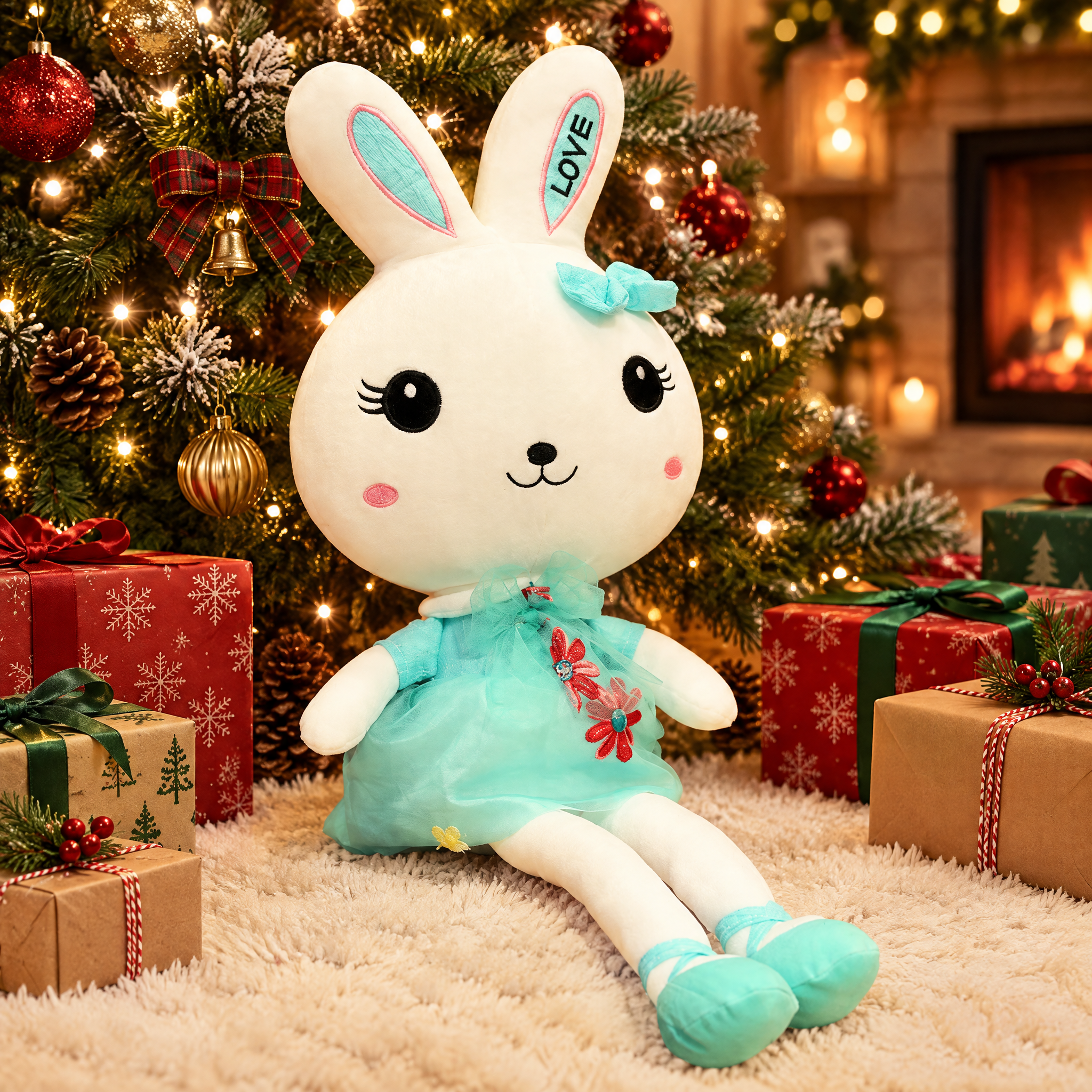 Cuscino lungo coniglietto di peluche
