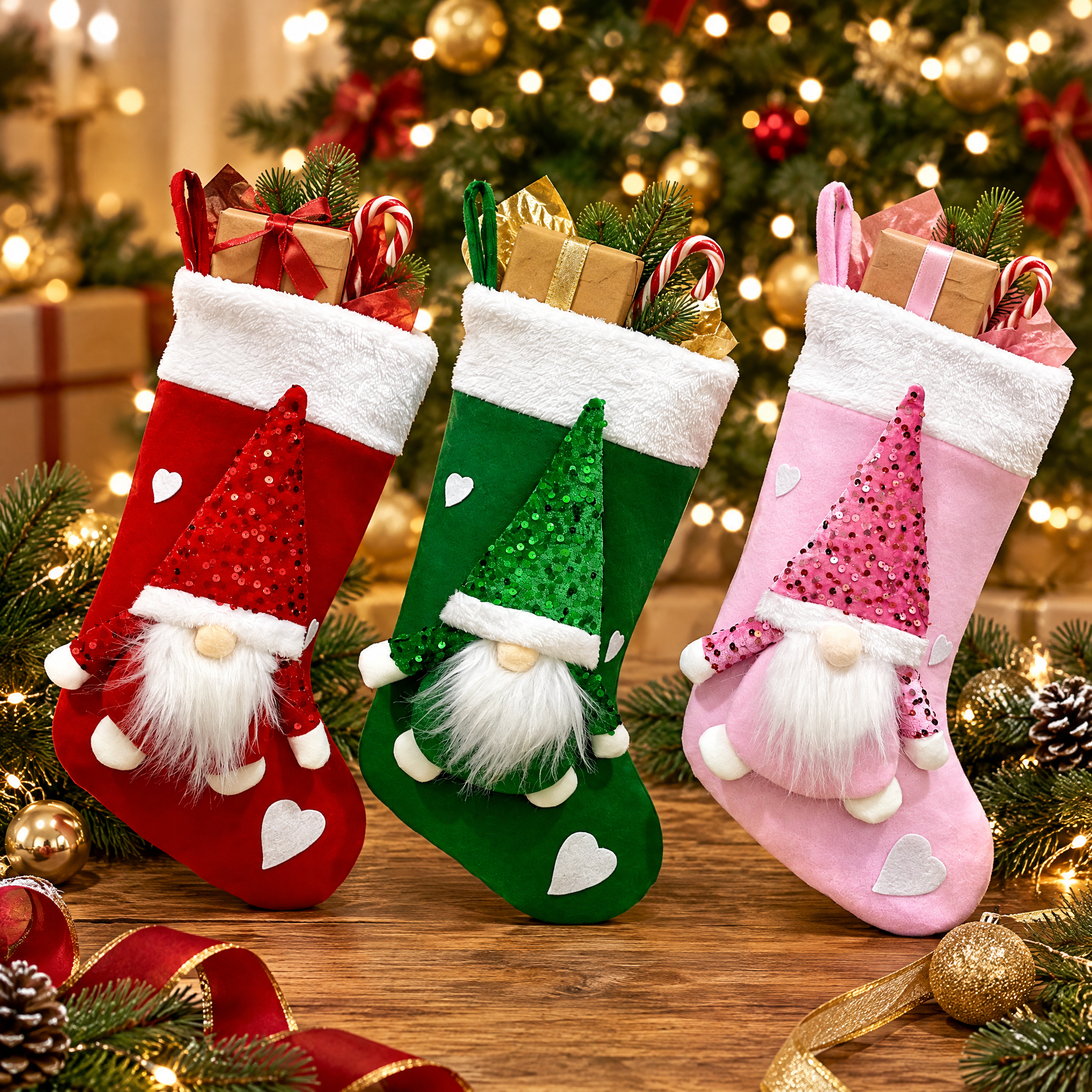 Sequin Faceless Gnome Christmas Gift Bag – Christmas