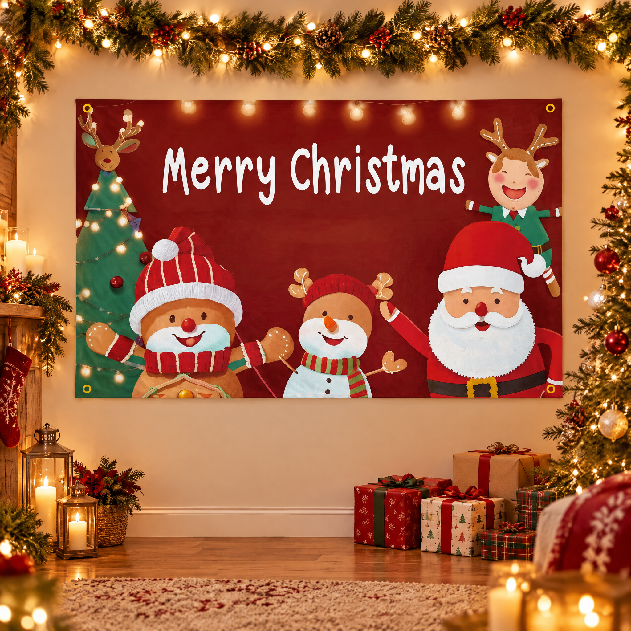 Toile de fond de Noël imprimée pour fêtes et photos