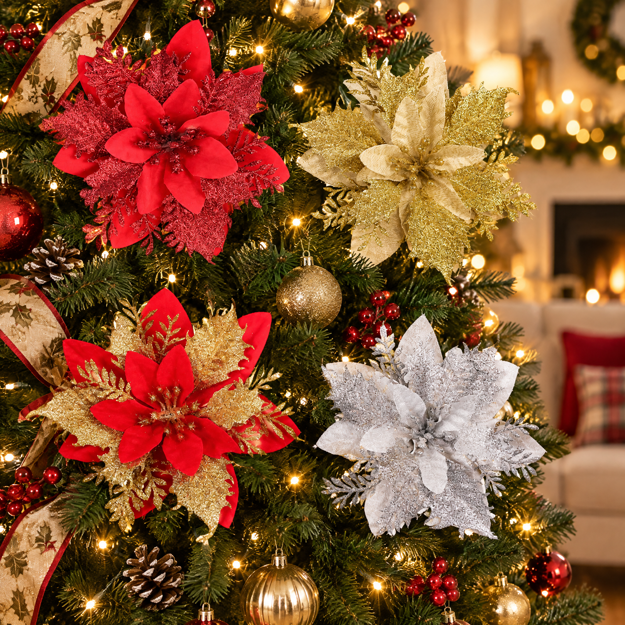 Double-Layer Christmas Flower Tree Decoration – Christmas