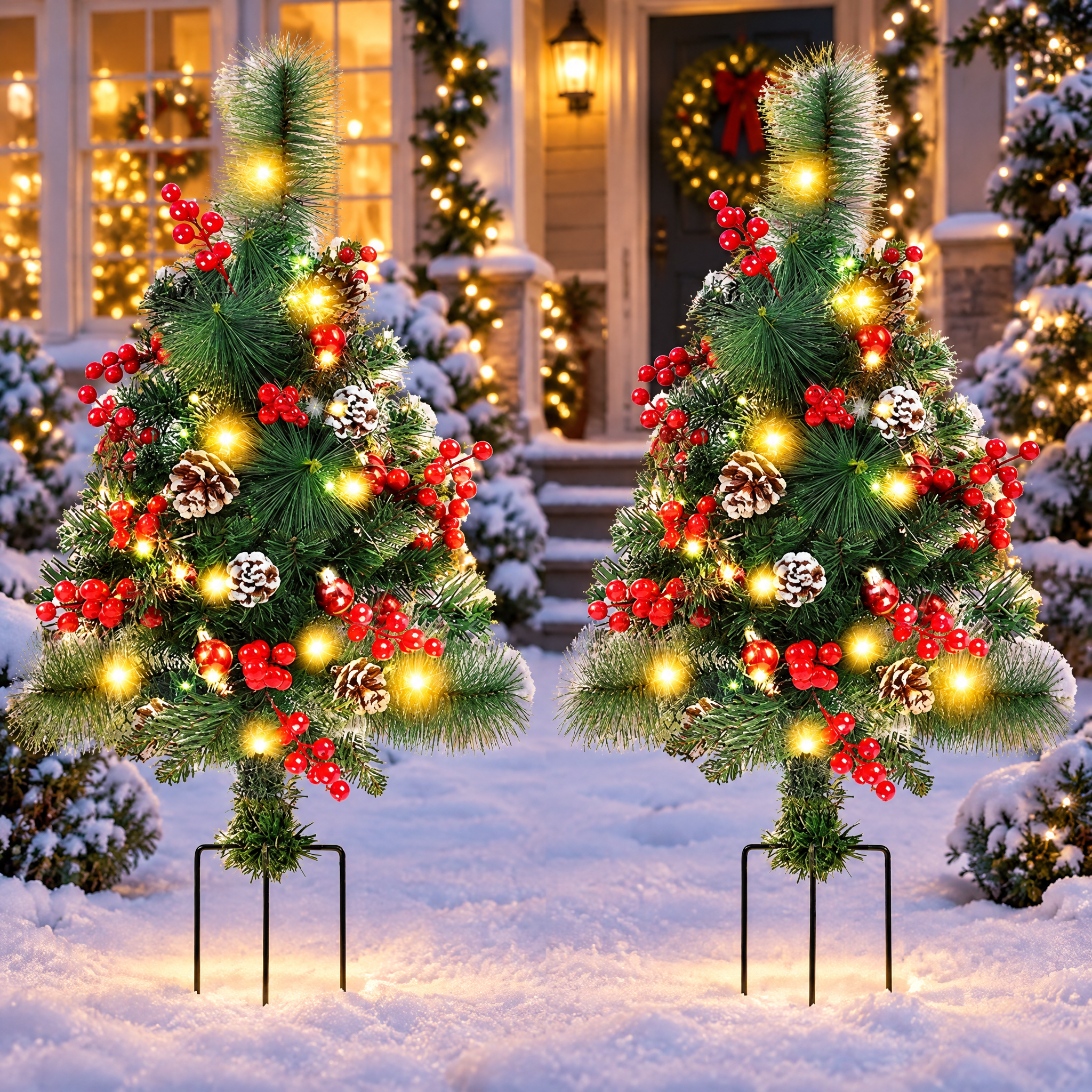 Luce solare a picchetto da giardino ad albero di Natale