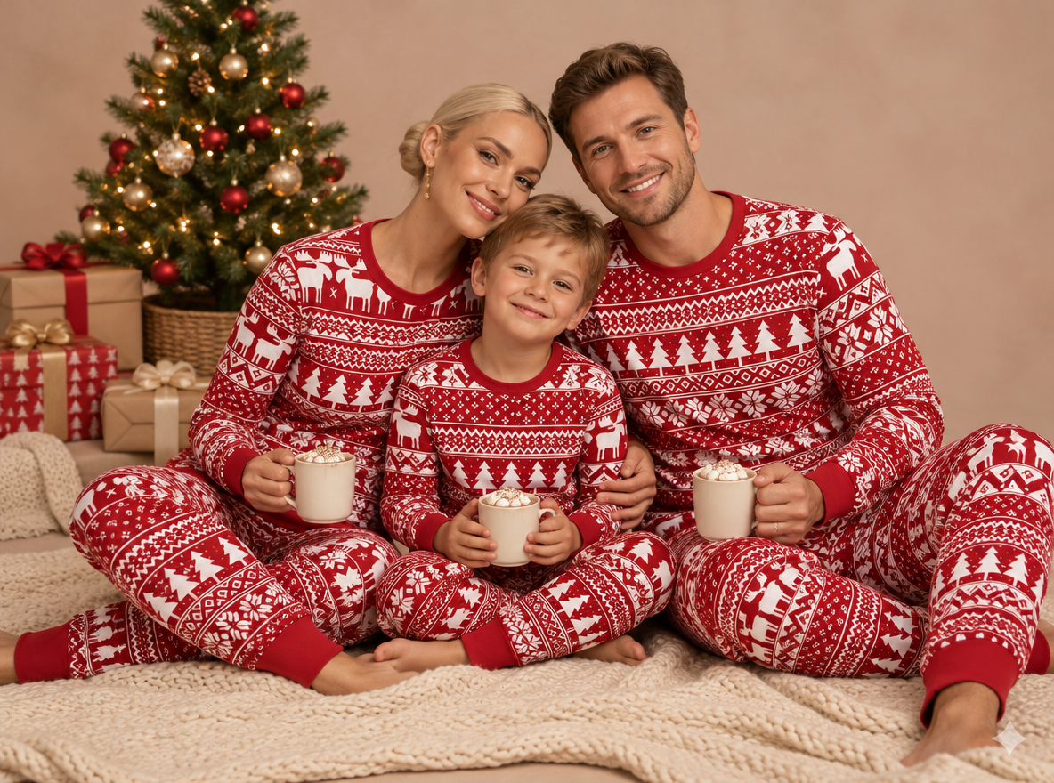 Matching Family Christmas Pajamas – Nordic Reindeer 2