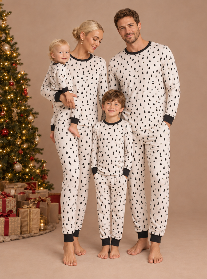 Christmas Tree Print Matching Family Pajamas – family photoshoot