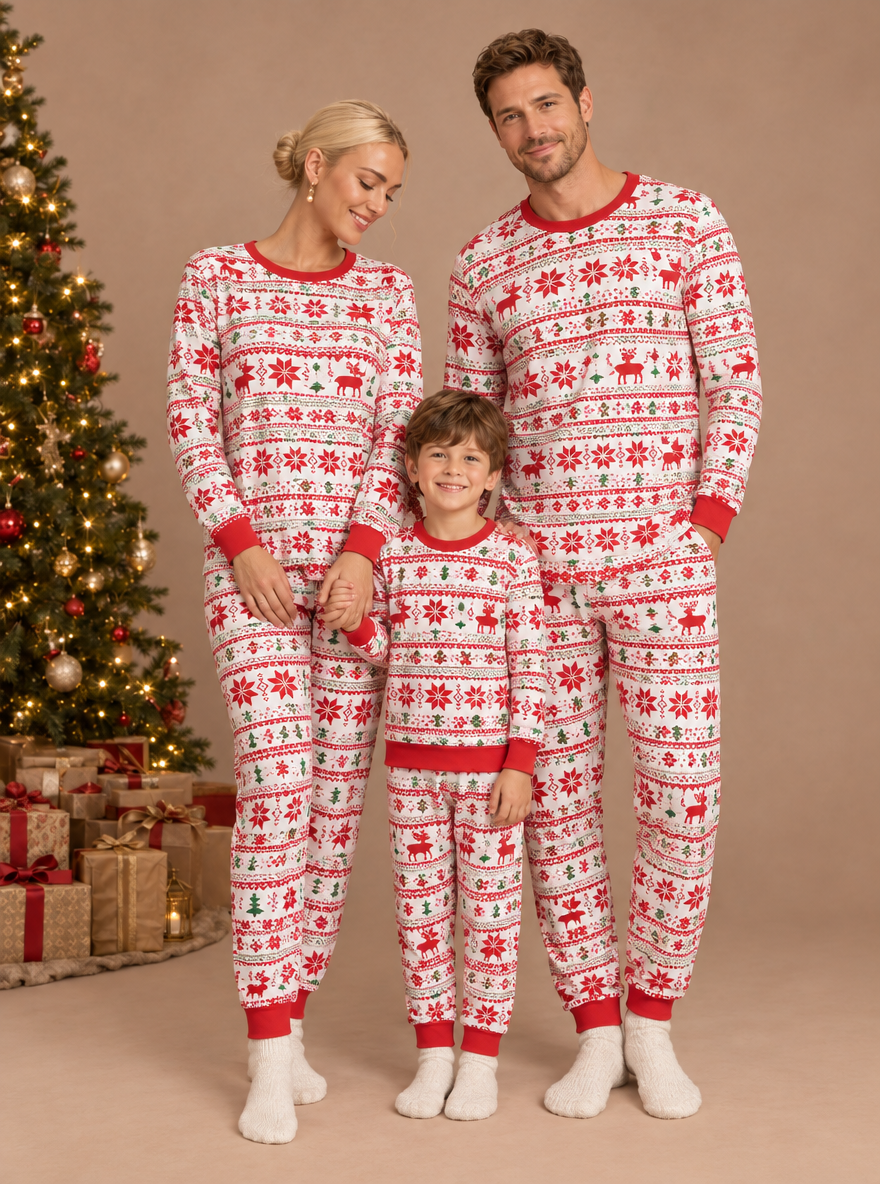 Red & White Christmas Matching Family Pajamas – family photoshoot