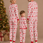 Red & White Christmas Matching Family Pajamas – back view