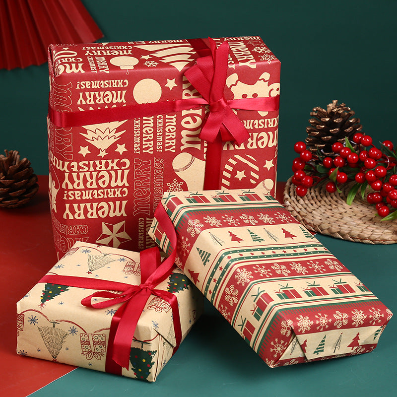 Papel de Embrulho de Natal Kraft Grosso 50x70 cm