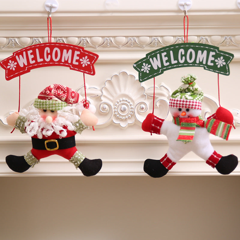 Décoration de porte de Noël en tissu