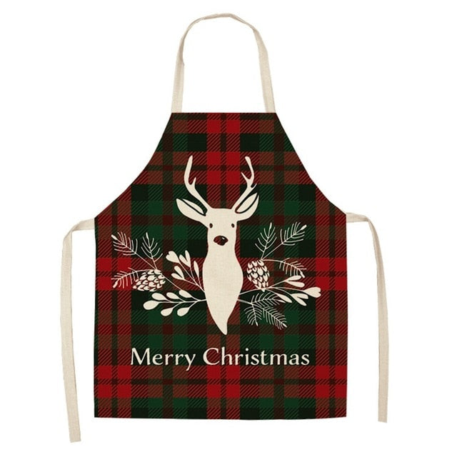Christmas Print Linen Kitchen Apron