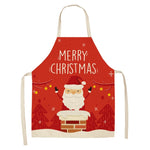Christmas Print Linen Kitchen Apron