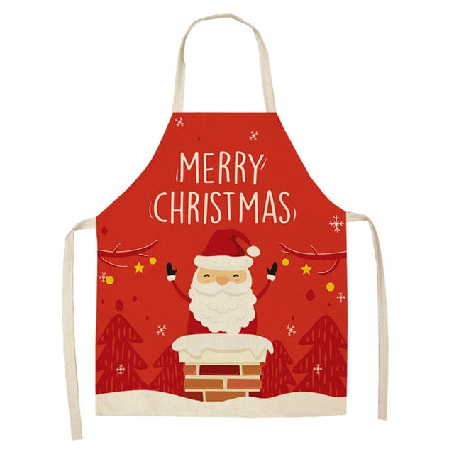 Christmas Print Linen Kitchen Apron