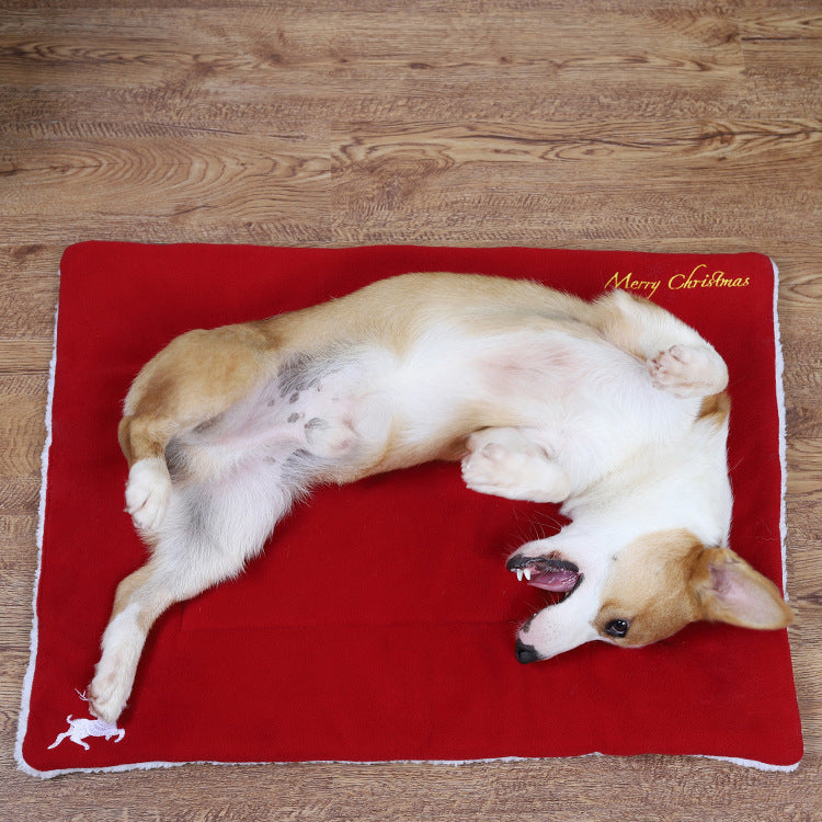 Alfombrilla navideña roja suave para mascotas