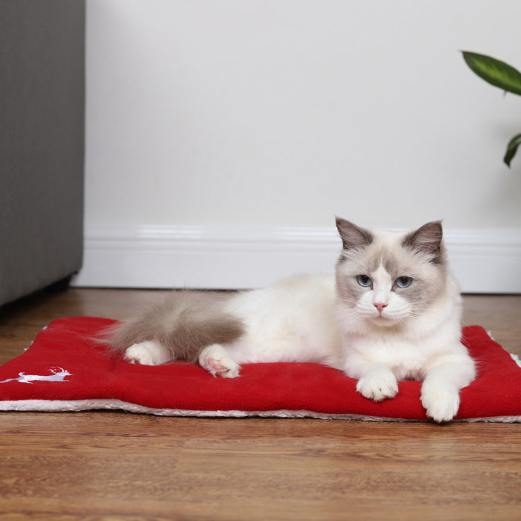 Alfombrilla navideña roja suave para mascotas