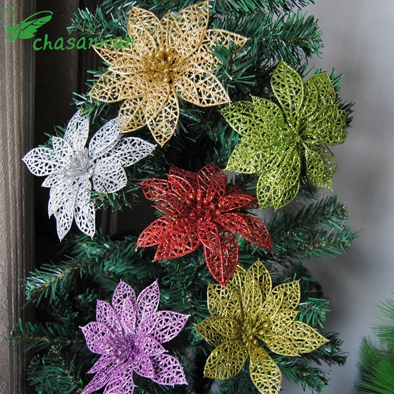 Glitter Christmas Flower Tree Picks