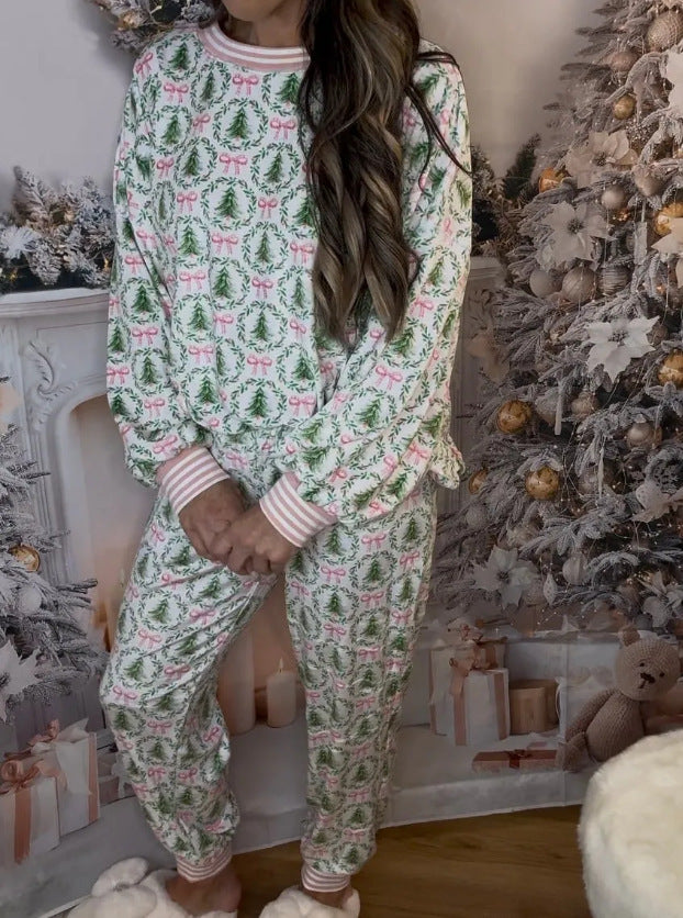 Women's Christmas Print Long Pajama Set 6