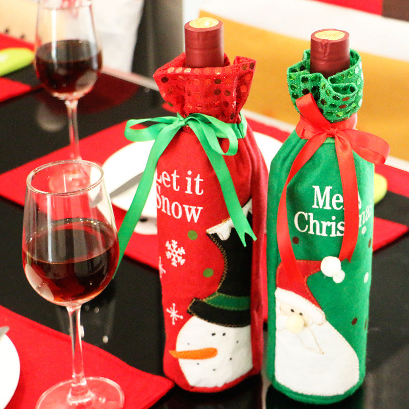 Santa and Snowman Wine Bottle Cover