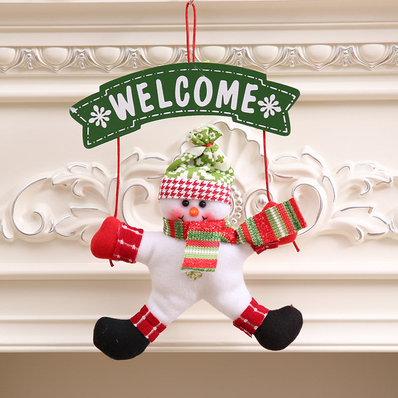 Décoration de porte de Noël en tissu