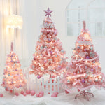 Albero di Natale da tavolo rosa floccato da 60 cm