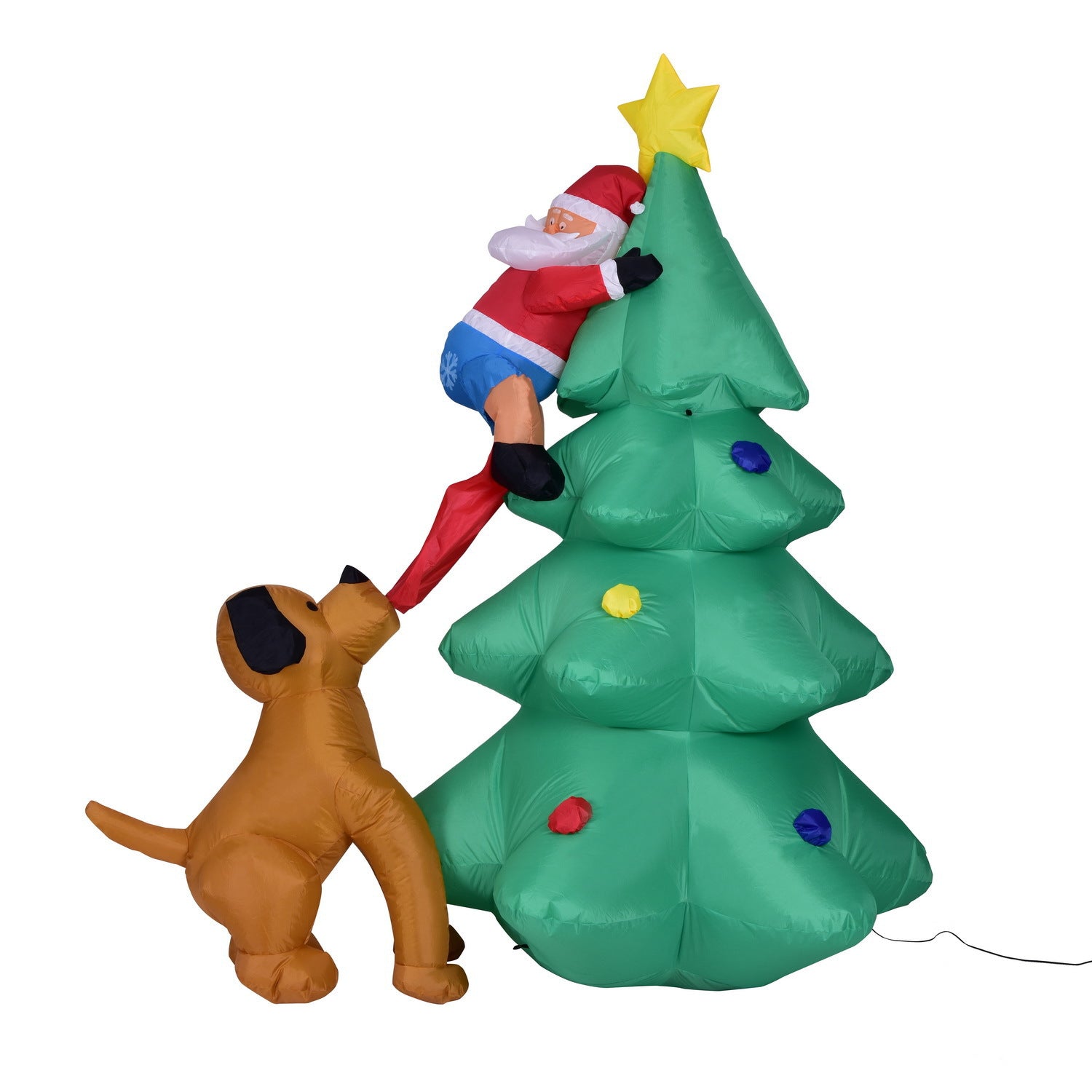 Albero di Natale gonfiabile da 1,8 m con Babbo Natale che si arrampica e cane