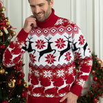 Couples Christmas Reindeer Jacquard Turtleneck Sweater 6