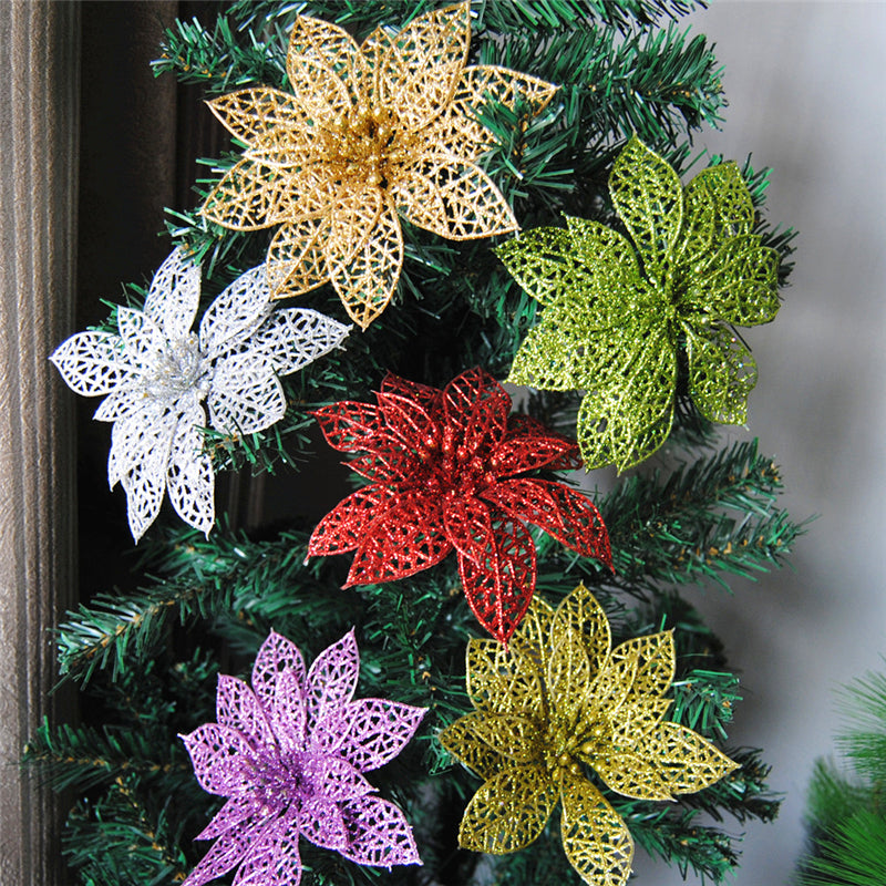 Glitter Christmas Flower Tree Picks