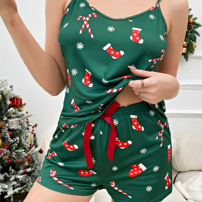 Women's Snowflake Christmas Pajama Shorts Set 1