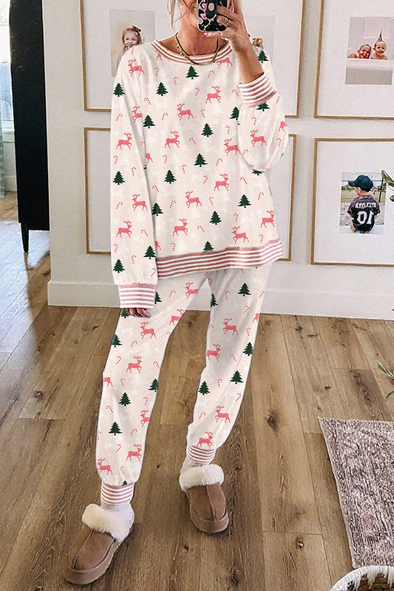 Women's Christmas Print Long Pajama Set 7