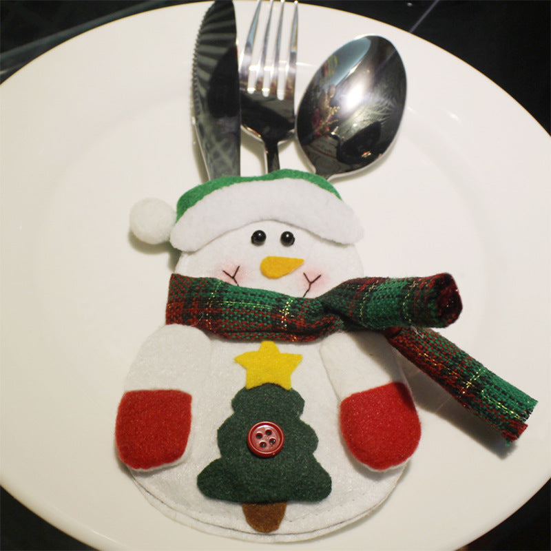 Christmas Cutlery Holder Bag in Santa, Snowman and Reindeer